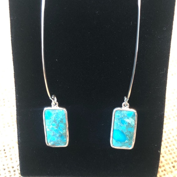 Silpada Turquoise Drop Sterling Threader Earrings - Picture 2 of 6